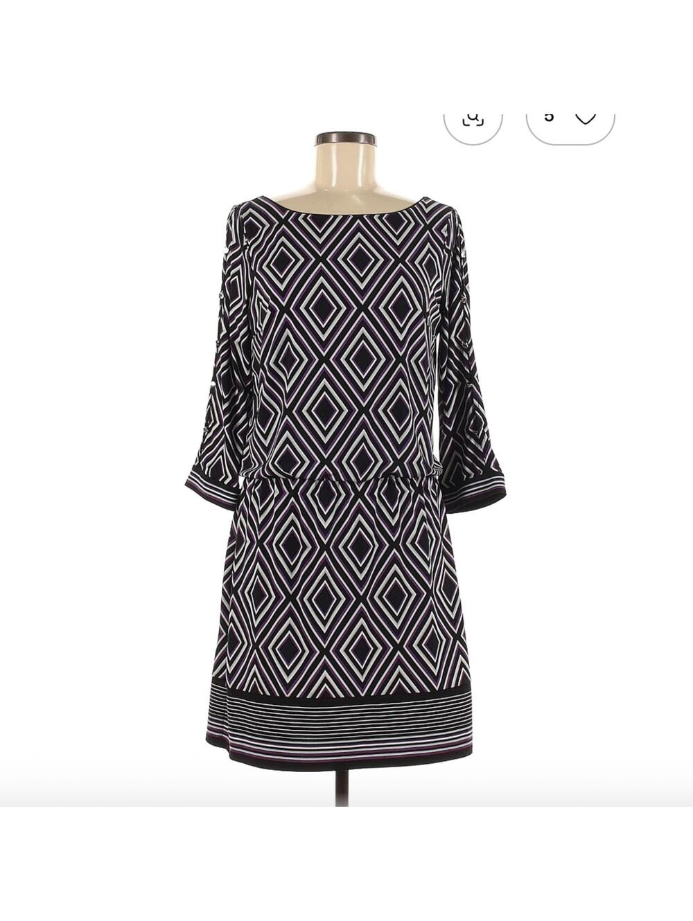 White House Black Market Casual Dress Size M Black Geometric
